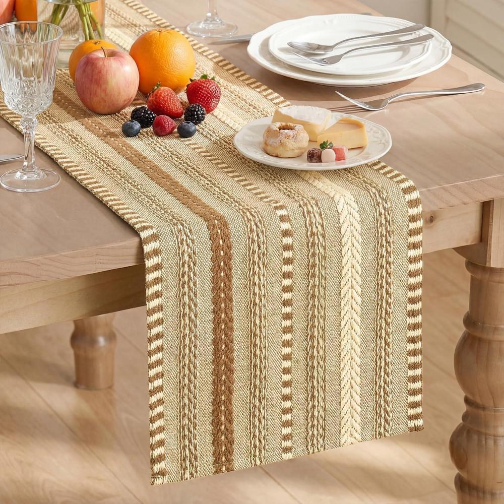 image:imageArtoid Mode Emerald Farmhouse Woven Table Runner Seasonal Holiday Rustic Kitchen Dining Table Decoration for Home Party Decor 12x72 InchLight Coffee