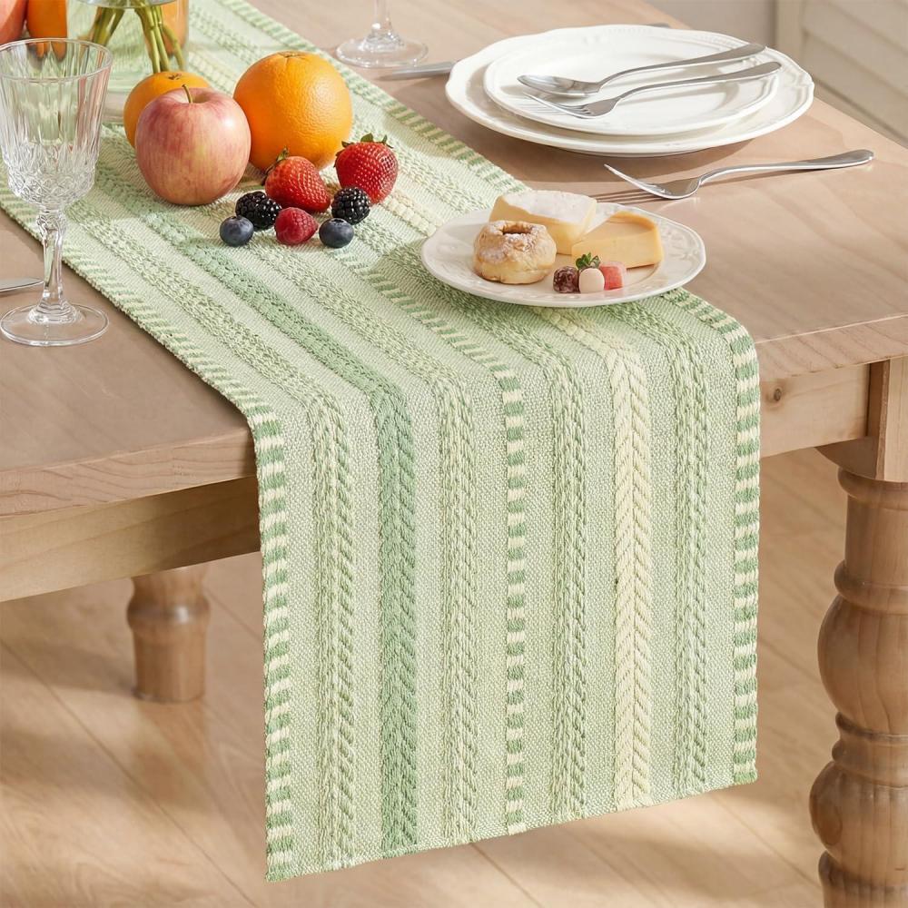 image:imageArtoid Mode Emerald Farmhouse Woven Table Runner Seasonal Holiday Rustic Kitchen Dining Table Decoration for Home Party Decor 12x72 InchSage Green