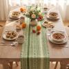 Artoid Mode Emerald Farmhouse Woven Table Runner, Seasonal Holiday Rustic Kitchen Dining Table Decoration for Home Party Decor 12×72 Inch(Army Green)
