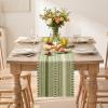 Artoid Mode Emerald Farmhouse Woven Table Runner, Seasonal Holiday Rustic Kitchen Dining Table Decoration for Home Party Decor 12×72 Inch(Army Green)