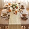 Artoid Mode Emerald Farmhouse Woven Table Runner, Seasonal Holiday Rustic Kitchen Dining Table Decoration for Home Party Decor 12×72 Inch(Burlap Brown)