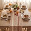 Artoid Mode Emerald Farmhouse Woven Table Runner, Seasonal Holiday Rustic Kitchen Dining Table Decoration for Home Party Decor 12×72 Inch(Caramel)