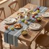Artoid Mode Emerald Farmhouse Woven Table Runner, Seasonal Holiday Rustic Kitchen Dining Table Decoration for Home Party Decor 12×72 Inch(Dark Blue)