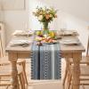 Artoid Mode Emerald Farmhouse Woven Table Runner, Seasonal Holiday Rustic Kitchen Dining Table Decoration for Home Party Decor 12×72 Inch(Dark Blue)