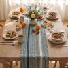 Artoid Mode Emerald Farmhouse Woven Table Runner, Seasonal Holiday Rustic Kitchen Dining Table Decoration for Home Party Decor 12×72 Inch(Dark Blue)