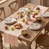Artoid Mode Emerald Farmhouse Woven Table Runner, Seasonal Holiday Rustic Kitchen Dining Table Decoration for Home Party Decor 12×72 Inch(Pink)