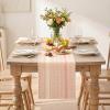 Artoid Mode Emerald Farmhouse Woven Table Runner, Seasonal Holiday Rustic Kitchen Dining Table Decoration for Home Party Decor 12×72 Inch(Pink)