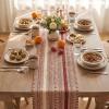 Artoid Mode Emerald Farmhouse Woven Table Runner, Seasonal Holiday Rustic Kitchen Dining Table Decoration for Home Party Decor 12×72 Inch(Red)