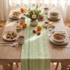 Artoid Mode Emerald Farmhouse Woven Table Runner, Seasonal Holiday Rustic Kitchen Dining Table Decoration for Home Party Decor 12×72 Inch(Sage Green)