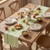 Artoid Mode Emerald Farmhouse Woven Table Runner, Seasonal Holiday Rustic Kitchen Dining Table Decoration for Home Party Decor 12×72 Inch(Sage Green)