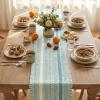 Artoid Mode Emerald Farmhouse Woven Table Runner, Seasonal Holiday Rustic Kitchen Dining Table Decoration for Home Party Decor 12×72 Inch(Sky Blue)