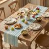 Artoid Mode Emerald Farmhouse Woven Table Runner, Seasonal Holiday Rustic Kitchen Dining Table Decoration for Home Party Decor 12×72 Inch(Sky Blue)