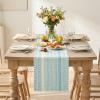Artoid Mode Emerald Farmhouse Woven Table Runner, Seasonal Holiday Rustic Kitchen Dining Table Decoration for Home Party Decor 12×72 Inch(Sky Blue)