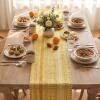 Artoid Mode Emerald Farmhouse Woven Table Runner, Seasonal Holiday Rustic Kitchen Dining Table Decoration for Home Party Decor 12×72 Inch(Yellow)