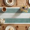 Artoid Mode Light Yellow Farmhouse Rustic Table Runner, Seasonal Macrame Fabric Kitchen Dining Holiday Wedding Table Decor for Home Party 13×72 Inch(Forest Green)