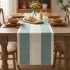 Artoid Mode Light Yellow Farmhouse Rustic Table Runner, Seasonal Macrame Fabric Kitchen Dining Holiday Wedding Table Decor for Home Party 13×72 Inch(Forest Green)