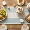 Artoid Mode Light Yellow Farmhouse Rustic Table Runner, Seasonal Macrame Fabric Kitchen Dining Holiday Wedding Table Decor for Home Party 13×72 Inch(Ice Blue)