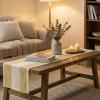 Artoid Mode Light Yellow Farmhouse Rustic Table Runner, Seasonal Macrame Fabric Kitchen Dining Holiday Wedding Table Decor for Home Party 13×72 Inch(Light Yellow)