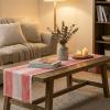 Artoid Mode Light Yellow Farmhouse Rustic Table Runner, Seasonal Macrame Fabric Kitchen Dining Holiday Wedding Table Decor for Home Party 13×72 Inch(Red)