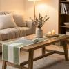 Artoid Mode Light Yellow Farmhouse Rustic Table Runner, Seasonal Macrame Fabric Kitchen Dining Holiday Wedding Table Decor for Home Party 13×72 Inch(Sage Green)