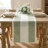 Artoid Mode Light Yellow Farmhouse Rustic Table Runner, Seasonal Macrame Fabric Kitchen Dining Holiday Wedding Table Decor for Home Party 13×72 Inch(Sage Green)