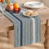 Artoid Mode Emerald Farmhouse Woven Table Runner, Seasonal Holiday Rustic Kitchen Dining Table Decoration for Home Party Decor 12×72 Inch(Dark Blue)