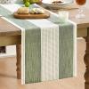 Artoid Mode Light Yellow Farmhouse Rustic Table Runner, Seasonal Macrame Fabric Kitchen Dining Holiday Wedding Table Decor for Home Party 13×72 Inch(Sage Green)