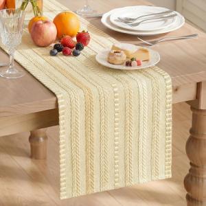 Artoid Mode Emerald Farmhouse Woven Table Runner, Seasonal Holiday Rustic Kitchen Dining Table Decoration for Home Party Decor 12×72 Inch(Burlap Brown)