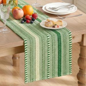 Artoid Mode Emerald Farmhouse Woven Table Runner, Seasonal Holiday Rustic Kitchen Dining Table Decoration for Home Party Decor 12×72 Inch(Emerald)