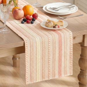Artoid Mode Emerald Farmhouse Woven Table Runner, Seasonal Holiday Rustic Kitchen Dining Table Decoration for Home Party Decor 12×72 Inch(Pink)