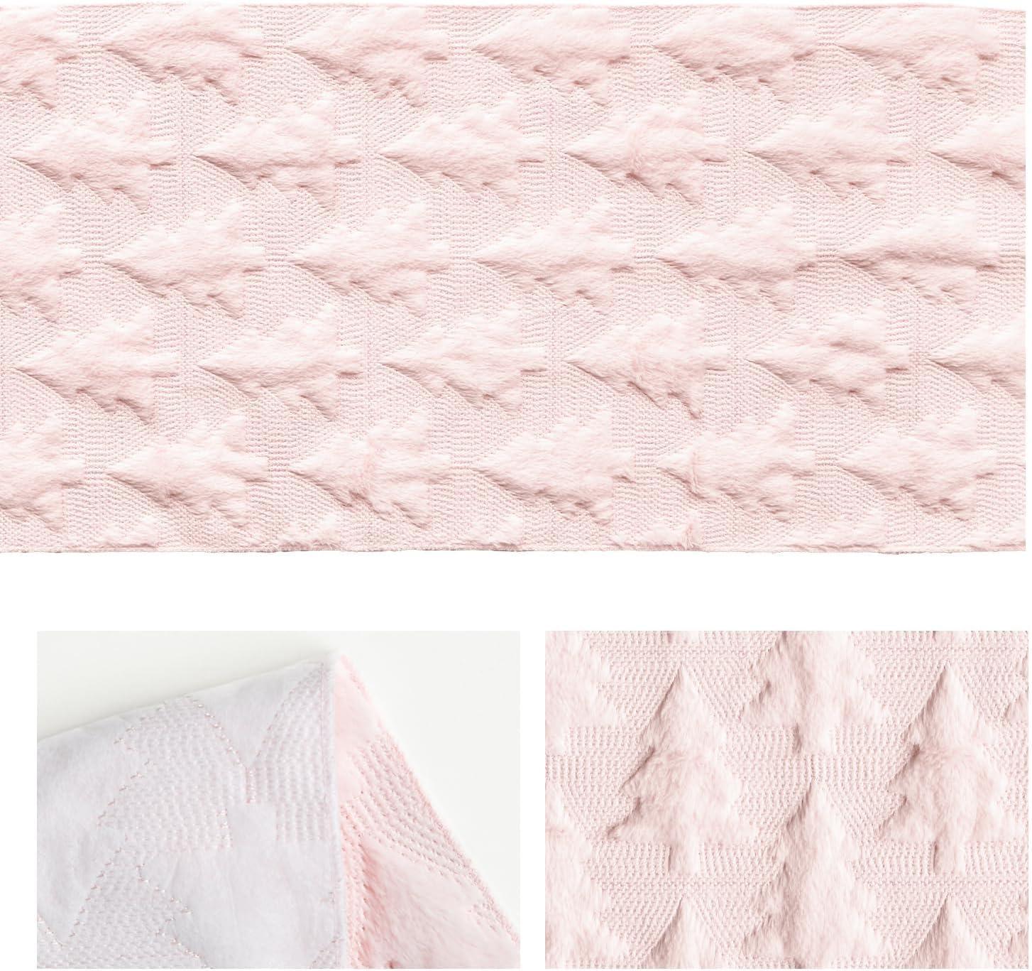 image:imageArtoid Mode Christmas Trees Red Soft Plush Faux Fur Jacquard Christmas Table Runner Holiday Kitchen Dining Table Decoration for Home Party Decor 13x72 InchPink