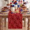 Artoid Mode Beige Soft Plush Faux Fur Jacquard Big Stars Memorial Day Table Runner, 4th of July Holiday Kitchen Dining Table Decoration for Home Party Decor 13×72 Inch(Red)