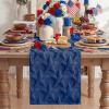 Artoid Mode Beige Soft Plush Faux Fur Jacquard Big Stars Memorial Day Table Runner, 4th of July Holiday Kitchen Dining Table Decoration for Home Party Decor 13×72 Inch(Blue)