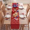 Artoid Mode Beige Soft Plush Faux Fur Jacquard Big Stars Memorial Day Table Runner, 4th of July Holiday Kitchen Dining Table Decoration for Home Party Decor 13×72 Inch(Red)