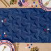 Artoid Mode Beige Soft Plush Faux Fur Jacquard Big Stars Memorial Day Table Runner, 4th of July Holiday Kitchen Dining Table Decoration for Home Party Decor 13×72 Inch(Blue)
