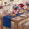 Artoid Mode Beige Soft Plush Faux Fur Jacquard Big Stars Memorial Day Table Runner, 4th of July Holiday Kitchen Dining Table Decoration for Home Party Decor 13×72 Inch(Blue)