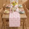 Artoid Mode Beige Soft Plush Faux Fur Jacquard Bunny Bow Easter Table Runner, Spring Holiday Kitchen Dining Table Decoration for Home Party Decor 13×72 Inch(Pink)