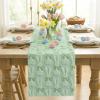 Artoid Mode Beige Soft Plush Faux Fur Jacquard Bunny Bow Easter Table Runner, Spring Holiday Kitchen Dining Table Decoration for Home Party Decor 13×72 Inch(Sage Green)