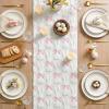 Artoid Mode Beige Soft Plush Faux Fur Jacquard Bunny Bow Easter Table Runner, Spring Holiday Kitchen Dining Table Decoration for Home Party Decor 13×72 Inch(White)
