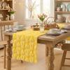 Artoid Mode Beige Soft Plush Faux Fur Jacquard Bunny Bow Easter Table Runner, Spring Holiday Kitchen Dining Table Decoration for Home Party Decor 13×72 Inch(Yellow)