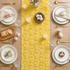 Artoid Mode Beige Soft Plush Faux Fur Jacquard Bunny Bow Easter Table Runner, Spring Holiday Kitchen Dining Table Decoration for Home Party Decor 13×72 Inch(Yellow)