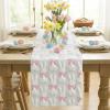 Artoid Mode Beige Soft Plush Faux Fur Jacquard Bunny Bow Easter Table Runner, Spring Holiday Kitchen Dining Table Decoration for Home Party Decor 13×72 Inch(White)