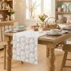 Artoid Mode Beige Soft Plush Faux Fur Jacquard Bunny Bow Easter Table Runner, Spring Holiday Kitchen Dining Table Decoration for Home Party Decor 13×72 Inch(White)