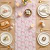Artoid Mode Beige Soft Plush Faux Fur Jacquard Bunny Bow Easter Table Runner, Spring Holiday Kitchen Dining Table Decoration for Home Party Decor 13×72 Inch(Pink)