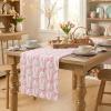 Artoid Mode Beige Soft Plush Faux Fur Jacquard Bunny Bow Easter Table Runner, Spring Holiday Kitchen Dining Table Decoration for Home Party Decor 13×72 Inch(Pink)