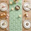 Artoid Mode Beige Soft Plush Faux Fur Jacquard Bunny Bow Easter Table Runner, Spring Holiday Kitchen Dining Table Decoration for Home Party Decor 13×72 Inch(Sage Green)