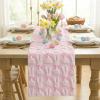 Artoid Mode Beige Soft Plush Faux Fur Jacquard Bunny Bow Easter Table Runner, Spring Holiday Kitchen Dining Table Decoration for Home Party Decor 13×72 Inch(Pink)