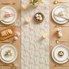 Artoid Mode Beige Soft Plush Faux Fur Jacquard Bunny Bow Easter Table Runner, Spring Holiday Kitchen Dining Table Decoration for Home Party Decor 13×72 Inch(Beige)