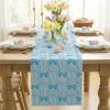 Artoid Mode Beige Soft Plush Faux Fur Jacquard Bunny Bow Easter Table Runner, Spring Holiday Kitchen Dining Table Decoration for Home Party Decor 13×72 Inch(Blue)
