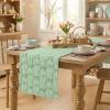 Artoid Mode Beige Soft Plush Faux Fur Jacquard Bunny Bow Easter Table Runner, Spring Holiday Kitchen Dining Table Decoration for Home Party Decor 13×72 Inch(Sage Green)
